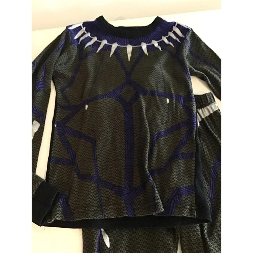 Disney Marvel Black Panther PJ Set or Costume Kids Size 10 + Light Up Face Mask